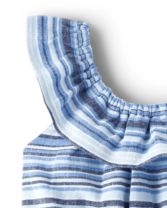 Girls Matching Family Striped Ruffle Dress - Sandy Shores