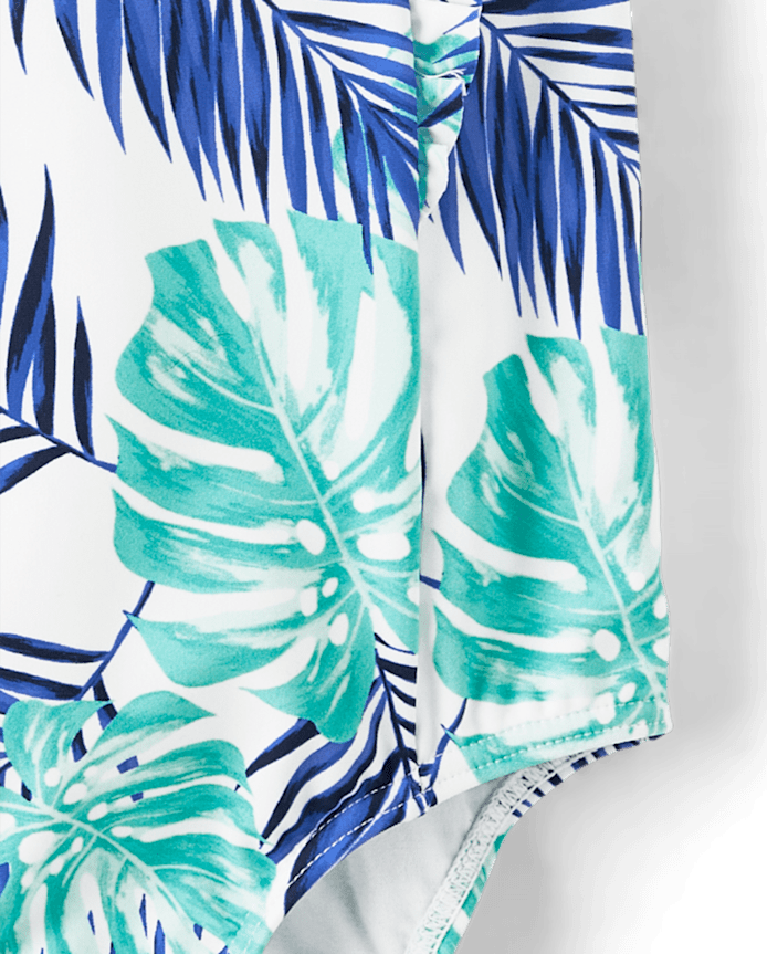 Girls Tropical Leaf One Piece Swimsuit - Splish-Splash