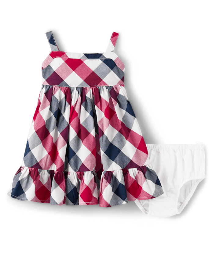 Baby Girls Matching Family Plaid Ruffle Dress - American Cutie