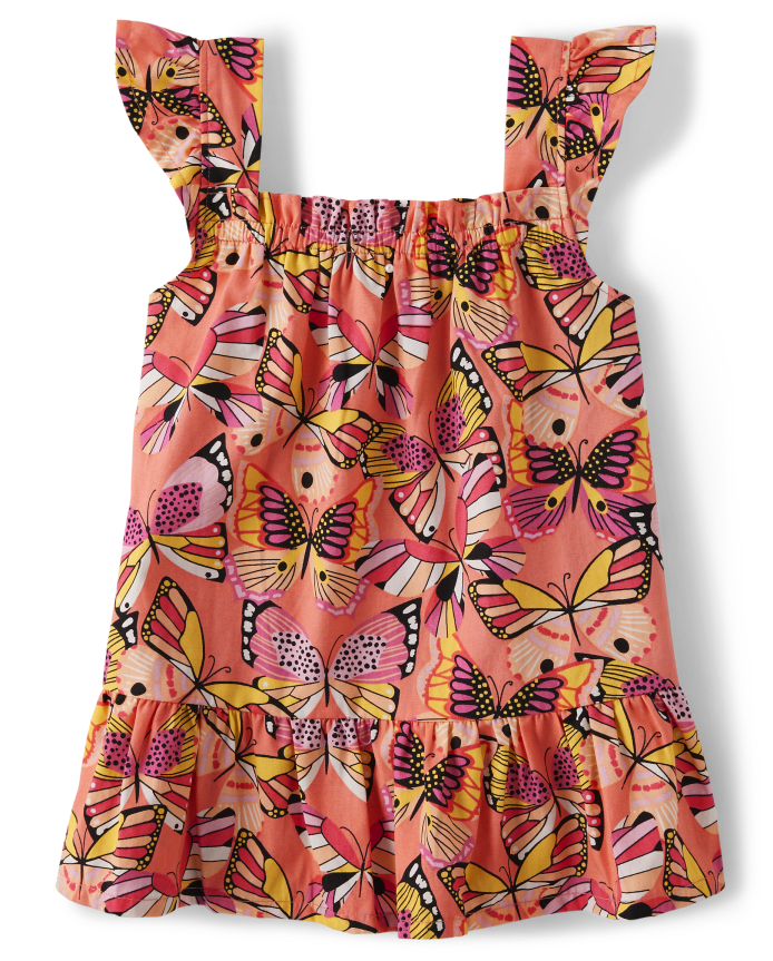 Girls Butterfly Ruffle Tank Top - Magical Monarch