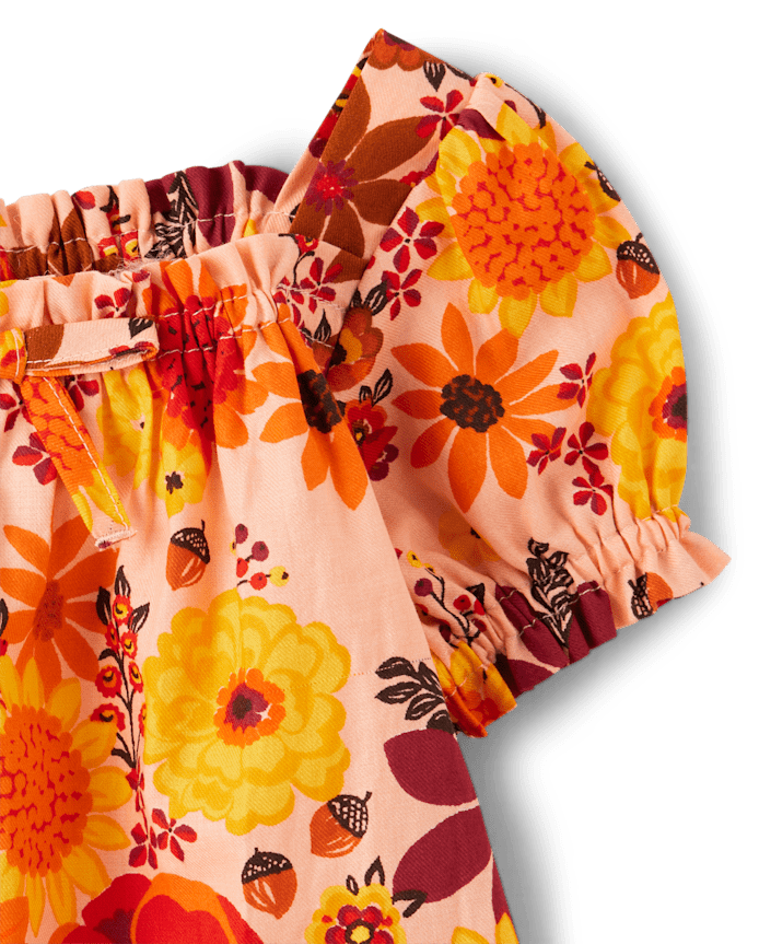 Girls Floral Flannel Top - Happy Harvest