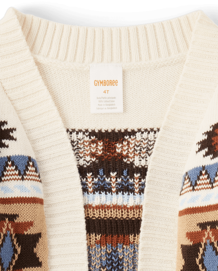 Girls Intarsia Fairisle Long Cardigan - Montana Mountain