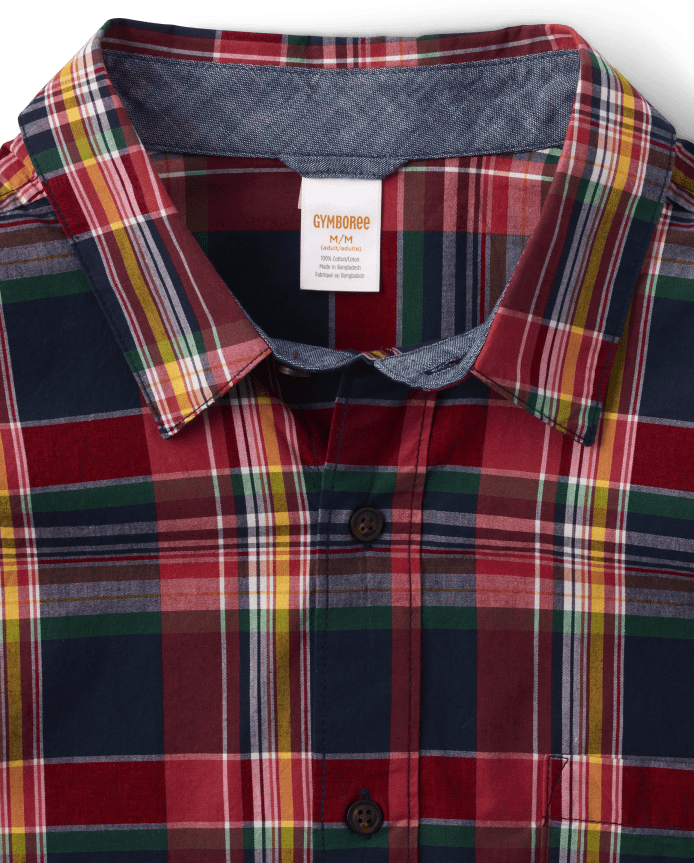 Mens Matching Family Plaid Poplin Button Up Shirt - Apple Orchard