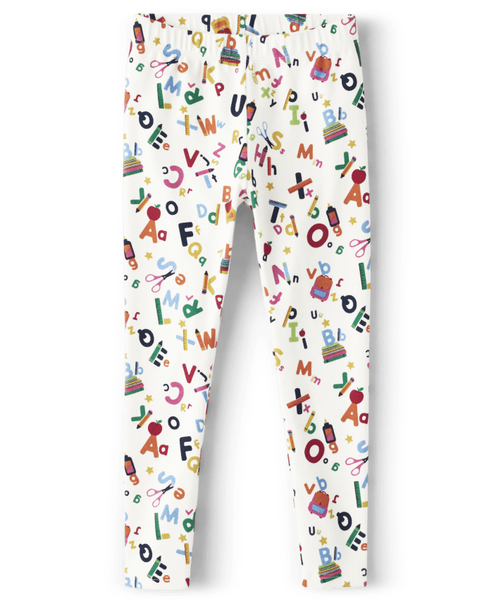 Girls Alphabet Leggings - Apple Orchard