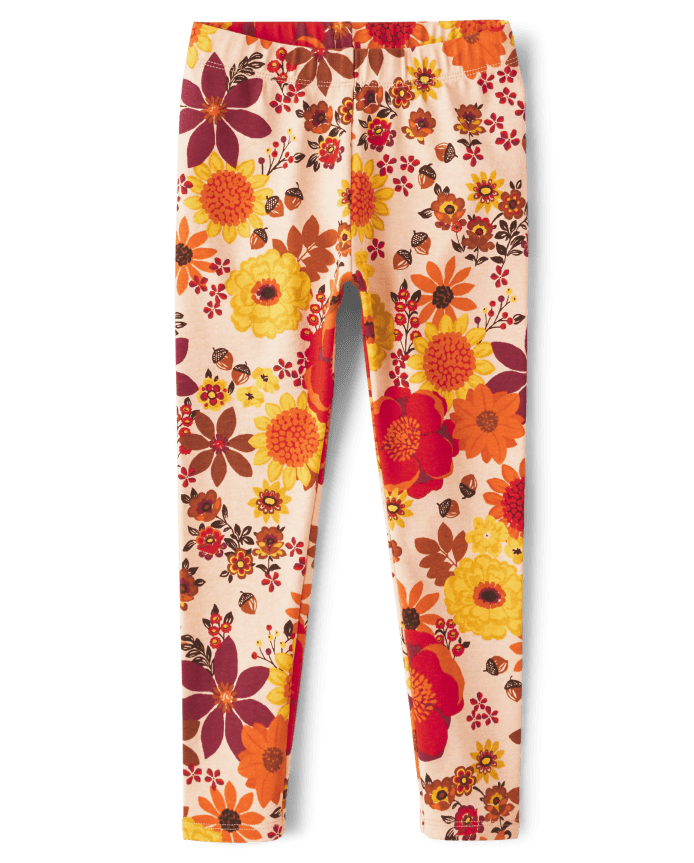 Girls Floral Leggings - Happy Harvest