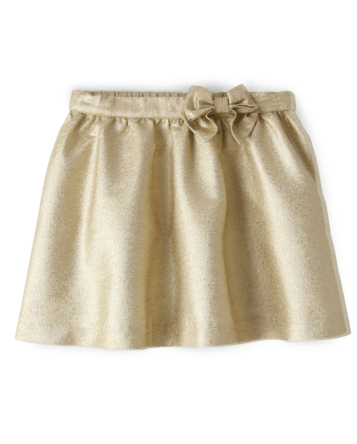 Girls Bow Metallic Jacquard Skirt - Winter Wonderland