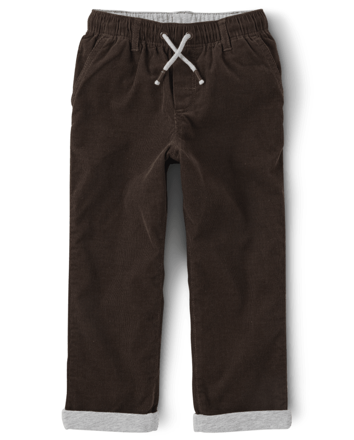 Boys Corduroy Pull On Roll Cuff Pants - Little Essentials