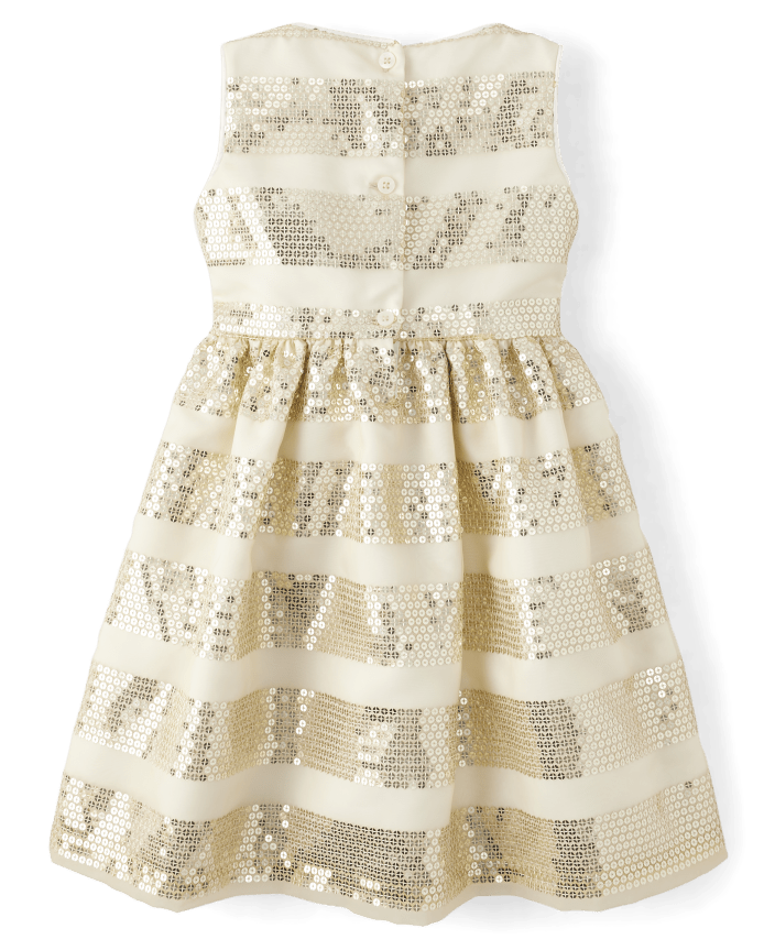 Girls Sequin Striped Fit And Flare Dress - All Dressed Up
