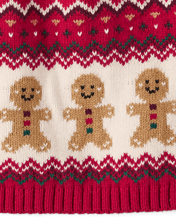 Girls Intarsia Gingerbread Fairisle Sweater Skirt - Holiday Express