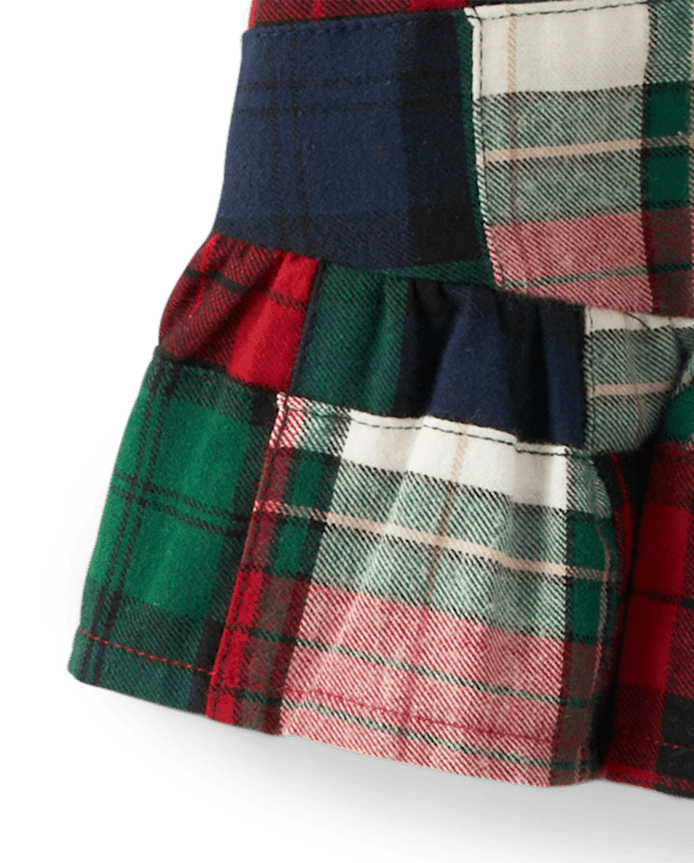 Girls Patch Plaid Flannel Skort - Christmas Cabin