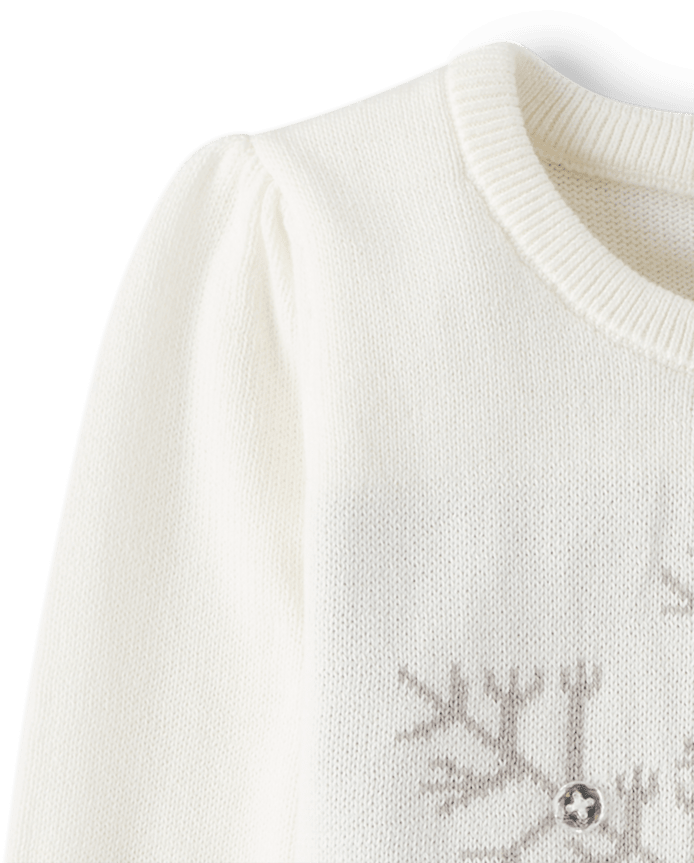 Girls Embroidered Snowflake Sweater - Silent Night