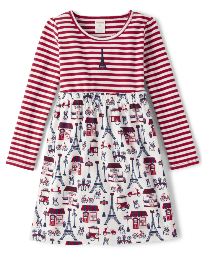 Girls Eiffel Tower Fit And Flare Dress - Coastal Cutie