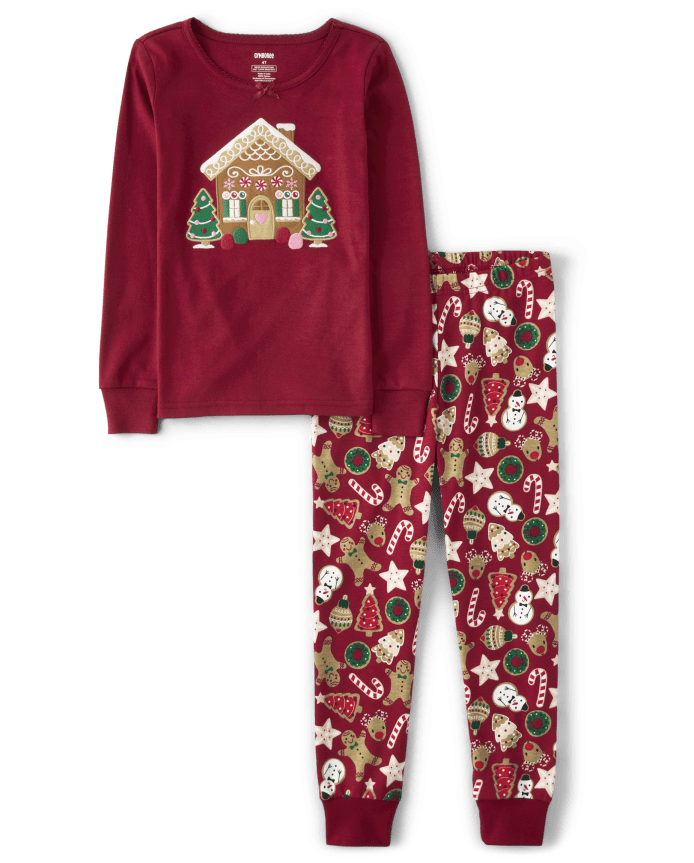 Girls Gingerbread Snug Fit Cotton Pajamas