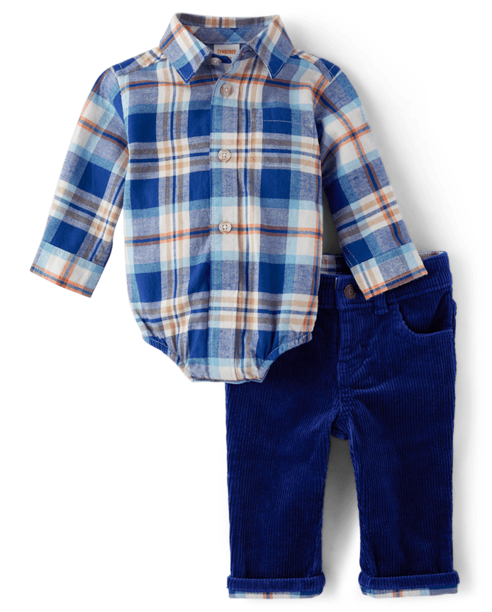 Baby Boys Matching Family Plaid 2-Piece Outfit Set