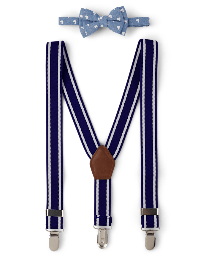 Boys Bunny Suspenders And Bow Tie 2-Piece Set - Spring Celebrations