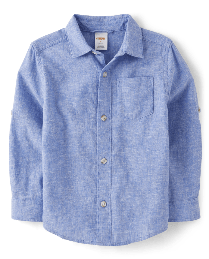 Kids Linen-Blend Button Up Shirt