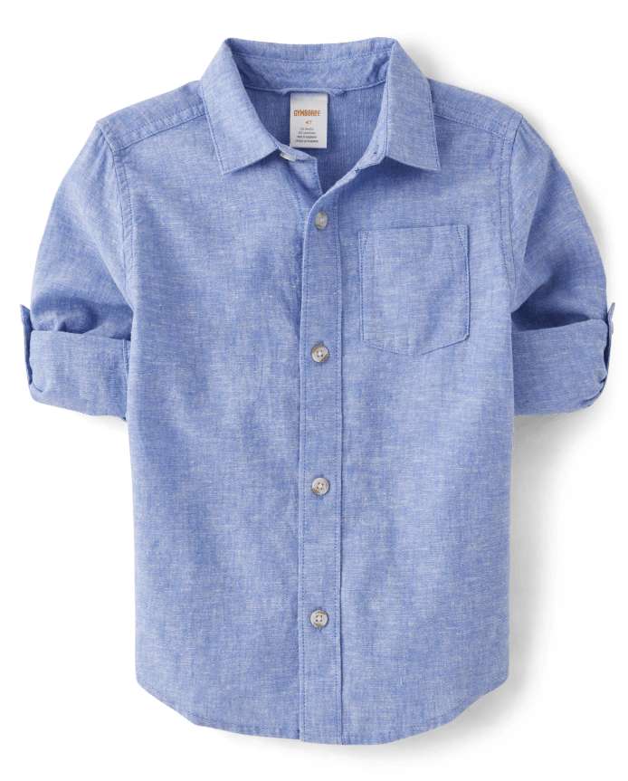 Kids Linen-Blend Button Up Shirt
