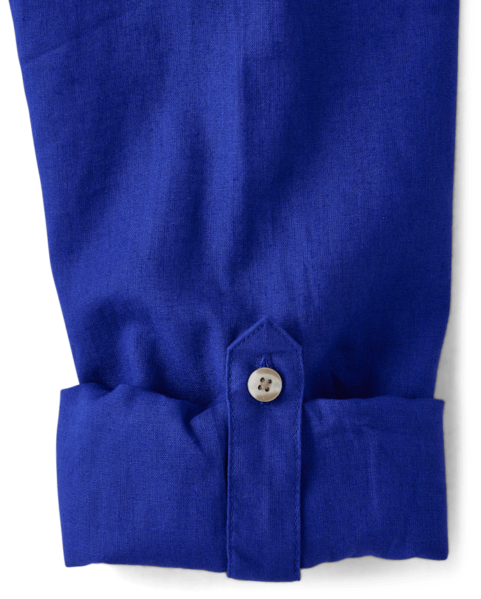 Mens Dad And Me Linen-Blend Button Up Shirt
