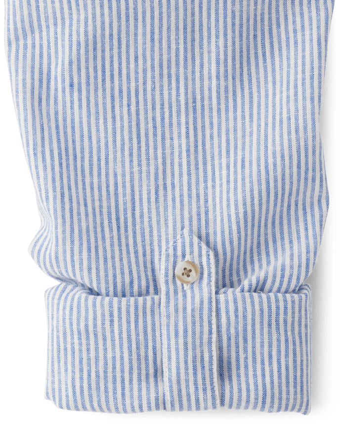 Mens Dad And Me Striped Linen-Blend Button Up Shirt