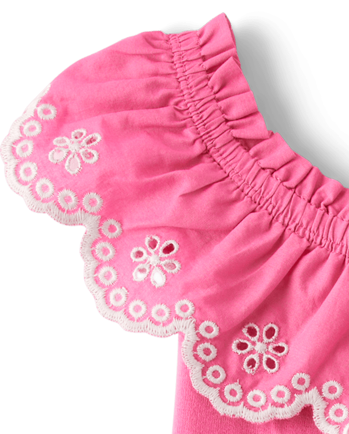 Girls Eyelet Ruffle Top