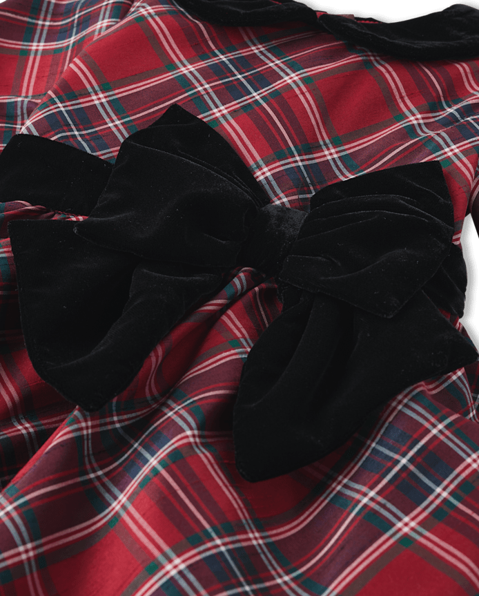 Girls Plaid Bow Fit And Flare Dress - All Dressed Up