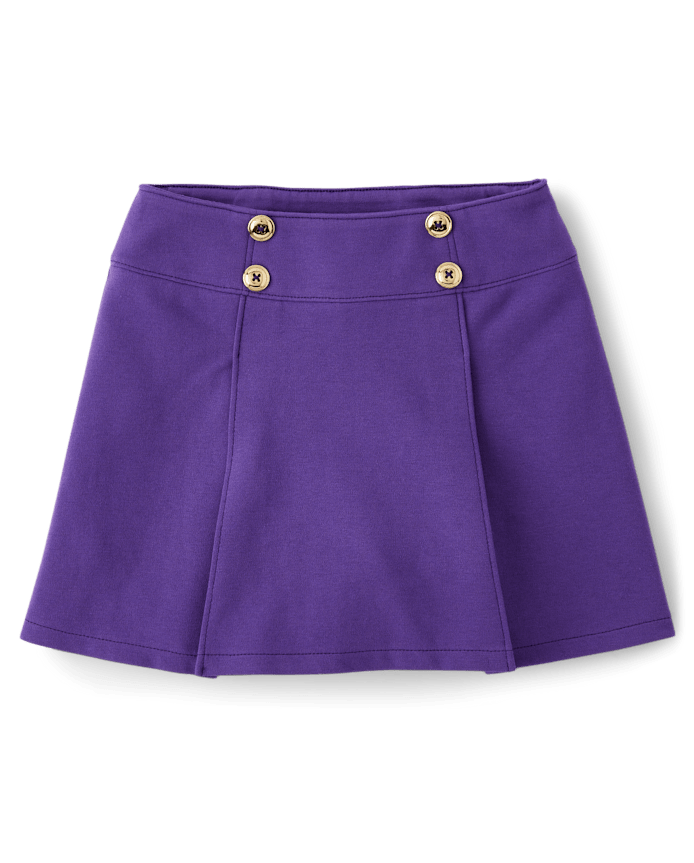 Girls Pleated Button Ponte Skort - Classroom Cutie