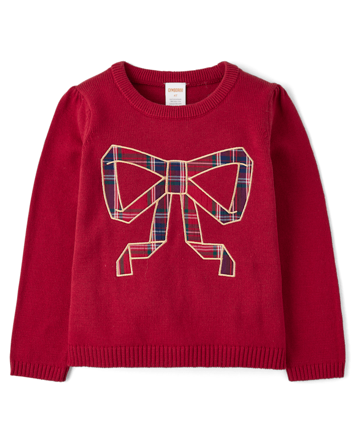 Girls Embroidered Bow Sweater - All Dressed Up