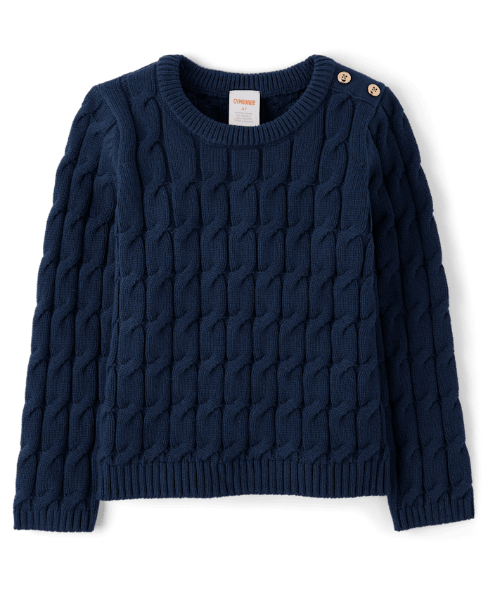 Girls Cable Knit Button Sweater - Little Essentials