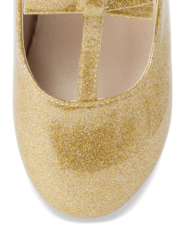 Girls Glitter T Strap Ballet Flats