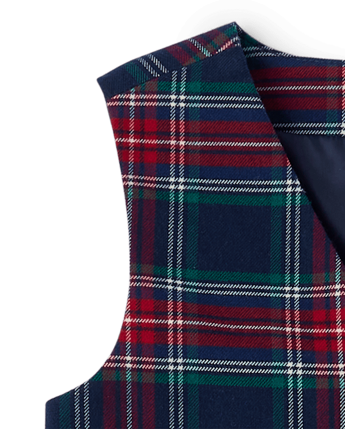 Boys Plaid Suit Vest - Royal Christmas
