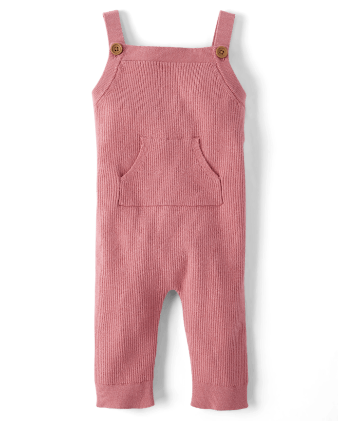 Baby Girls Ribbed Overalls