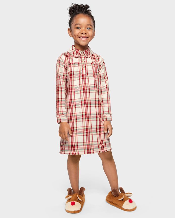 Girls Matching Family Plaid Flannel Nightgown