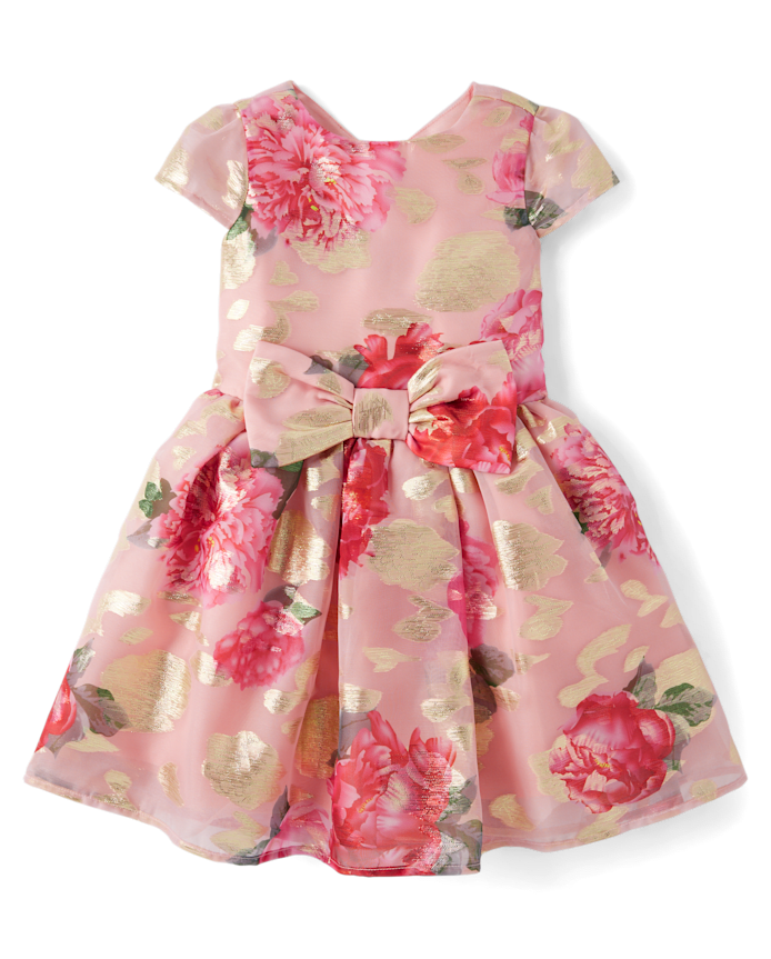 Girls Metallic Floral Fit And Flare Dress - Tiny Dancer
