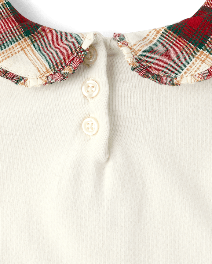 Girls Plaid Collar Top