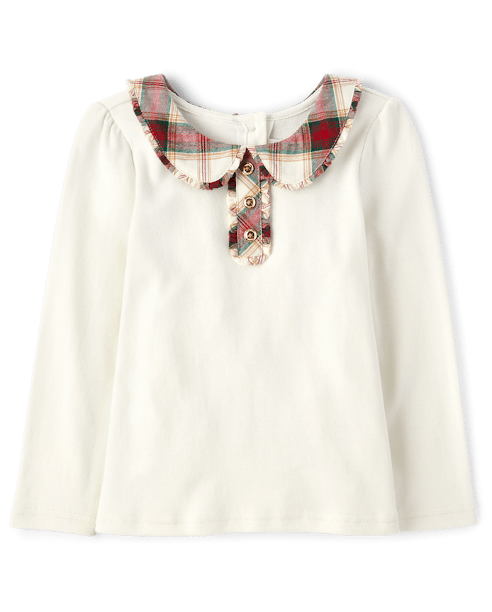 Girls Plaid Collar Top