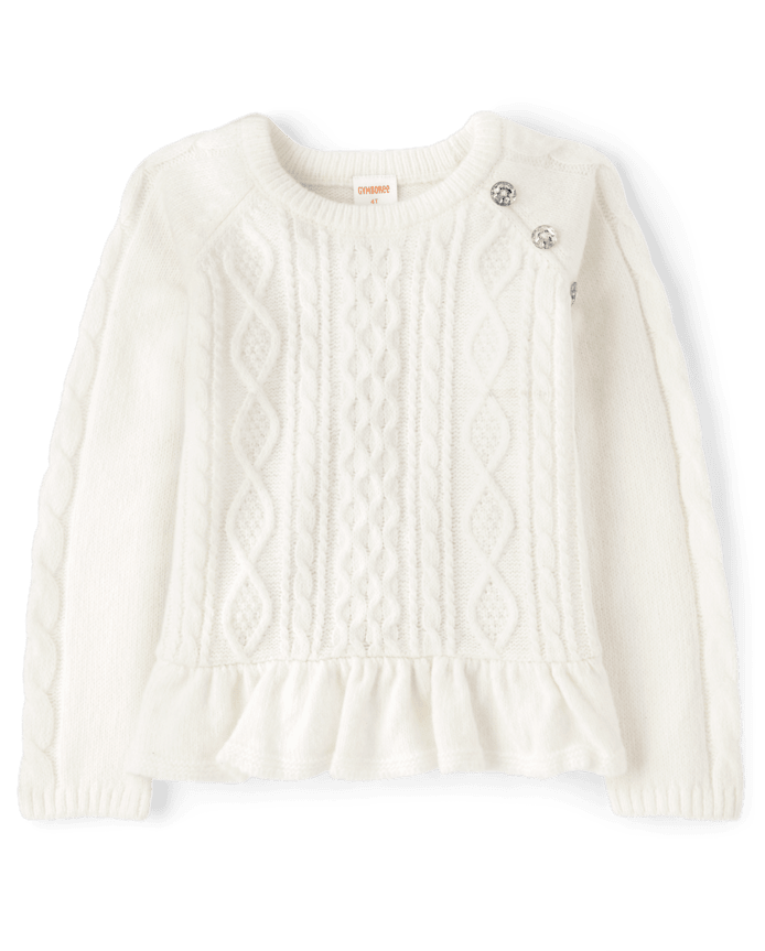Girls Cable Knit Peplum Sweater