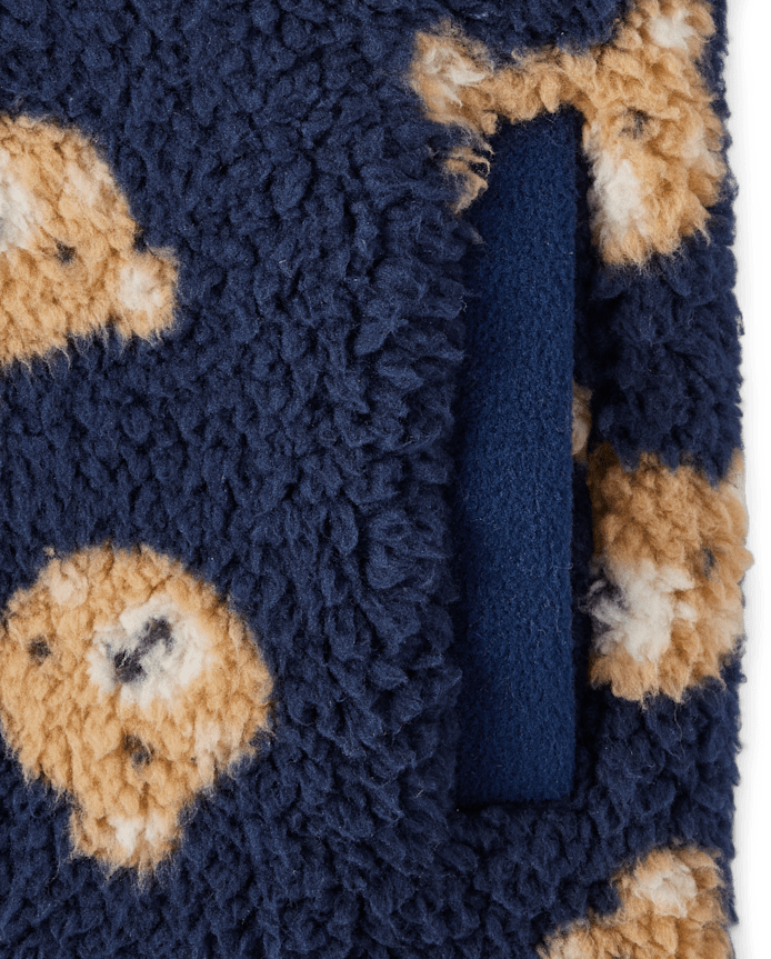 Boys Bear Sherpa Half Zip Pullover - Little Essentials