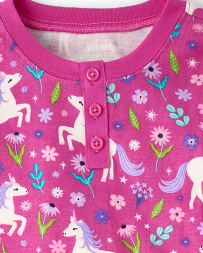 Girls Unicorn Snug Fit Cotton Pajamas