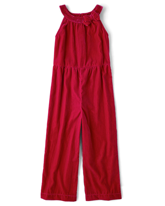 Girls Velvet Jumpsuit - Holiday Express