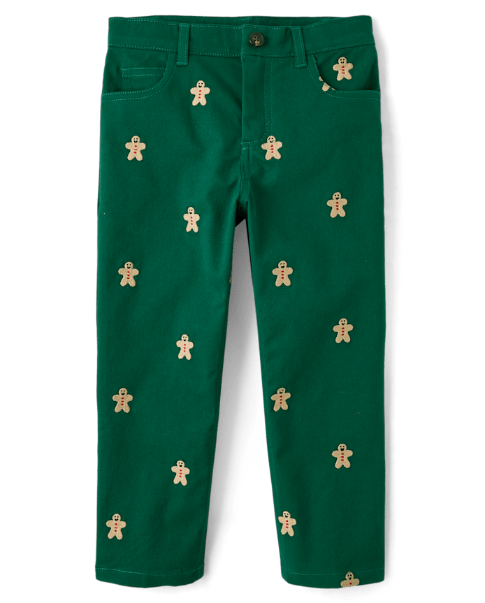 Boys Schiffli Gingerbread Pants - Holiday Express