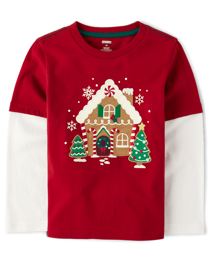 Boys Gingerbread Layered Top - Holiday Express