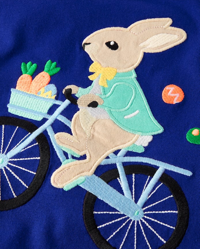 Boys Embroidered Bunny Top - Garden Party