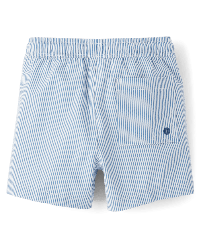Boys Seersucker Swim Trunks