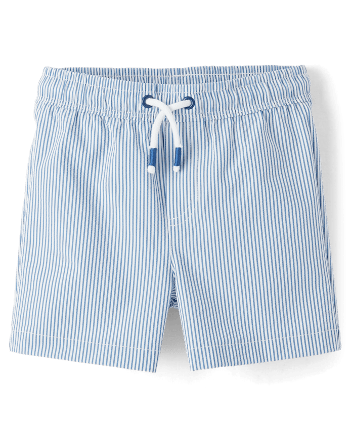 Boys Seersucker Swim Trunks