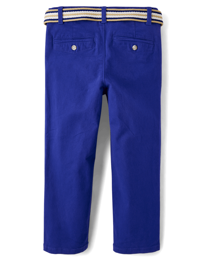 Boys Belted Chino Pants - Blue Belle