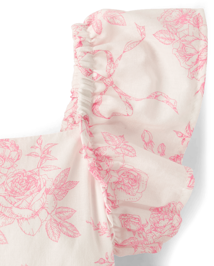 Girls Floral Ruffle Tiered Dress - Blushing Blooms