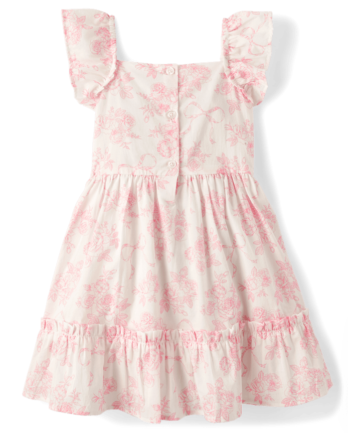 Girls Floral Ruffle Tiered Dress - Blushing Blooms
