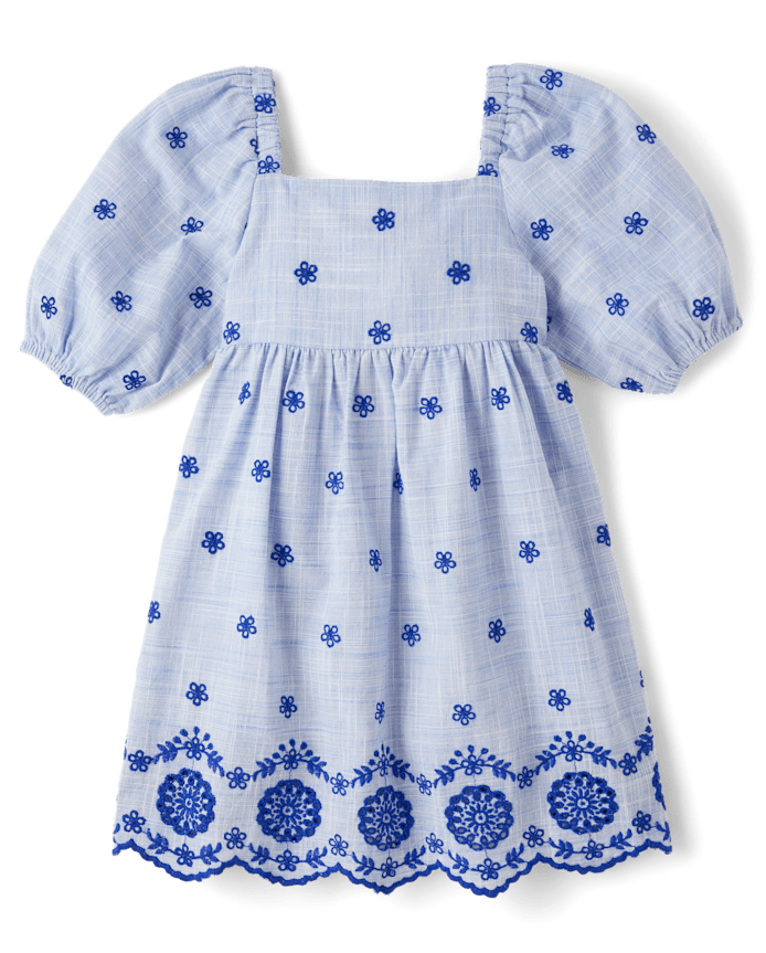 Girls Eyelet Shift Dress - Italian Riviera