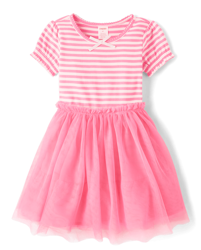 Girls Striped Fit And Flare Dress