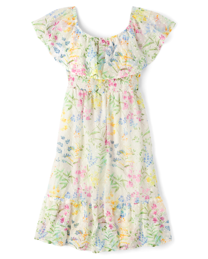 Womens Mommy And Me Floral Ruffle Off Shoulder Dress - Garden Party